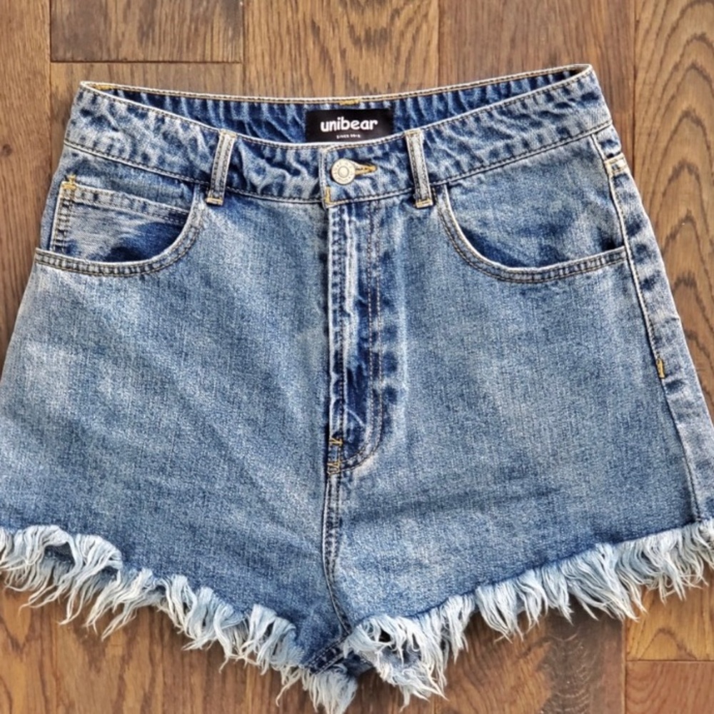 High Waist Cutoff Jean Shorts High Rise 26 Unibear